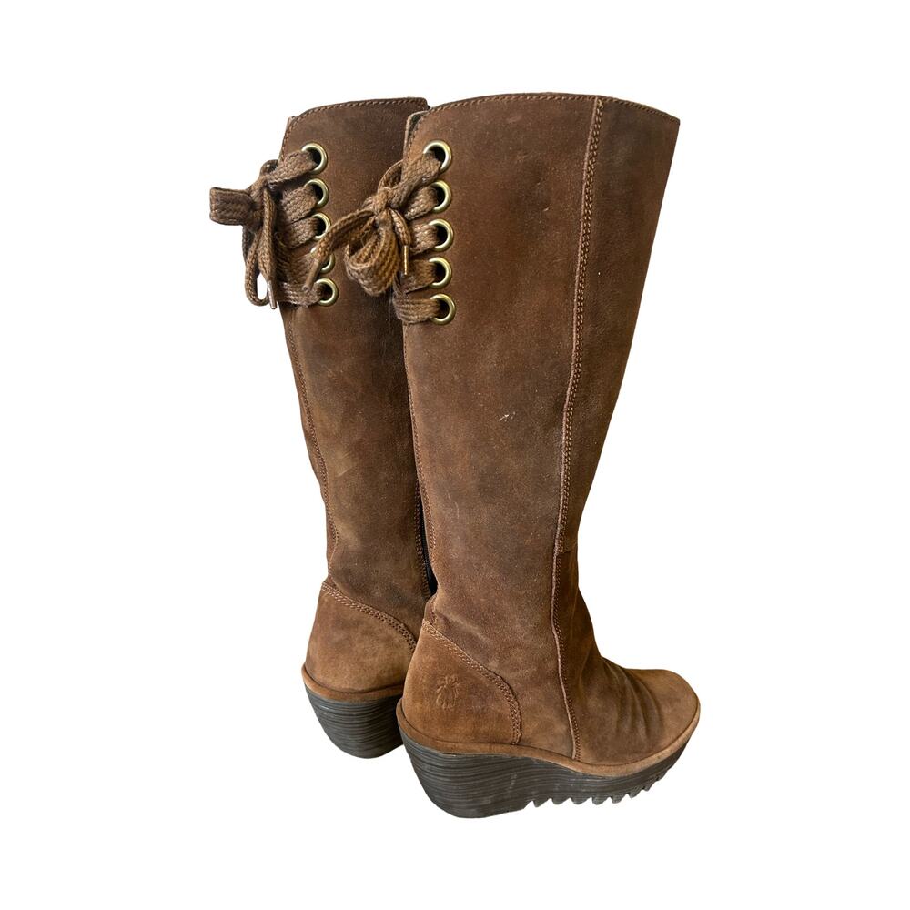 Fly London Tall Suede Wedge Boots Size 37 (Approx. US 6.5)